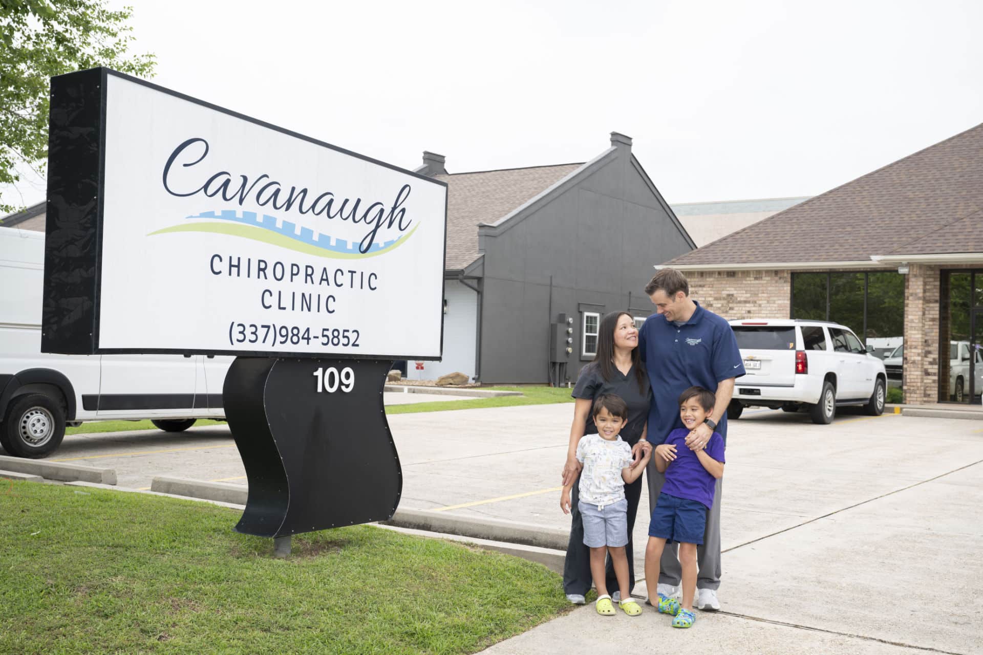 A family cared for at Cavanaugh Chiropractic in Lafayette, LA