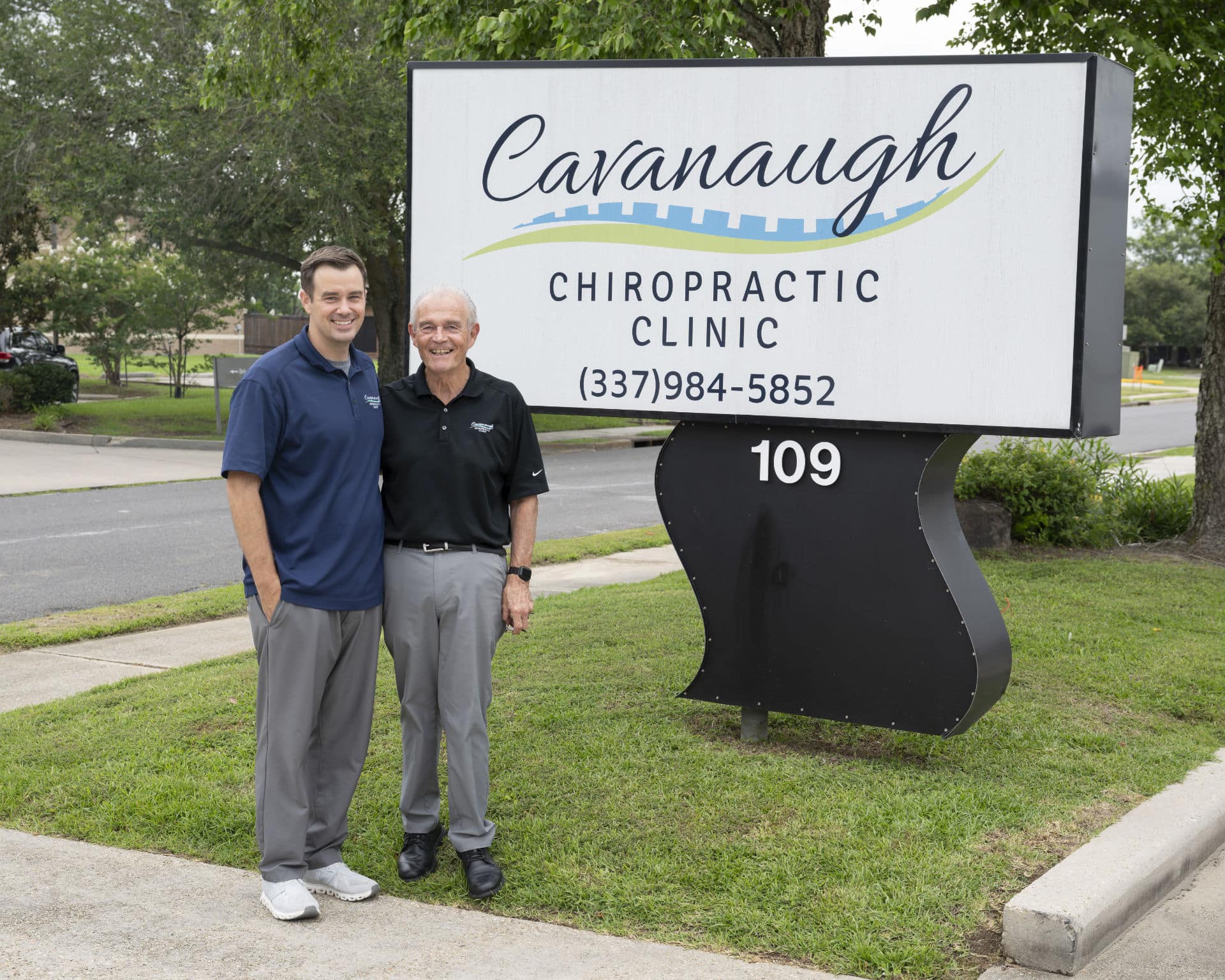 Dr. Mike and Dr. Matt Cavanaugh outside their Lafayette clinic